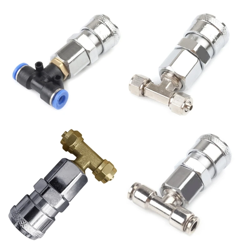 Trucks Three-way Straight Through Joint-Pneumatic Tank-Connector-Pneumatic Fittings Component for Air Blow Guns Trailers