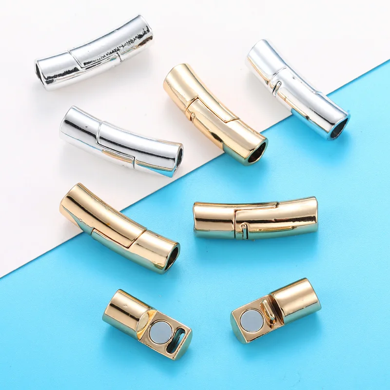 bracelet lock 10pcs Bayonet Clasp Magnetic Clasps Hooks Hole PushLock Lace Buckle Leather Cord Clasps Bracelet Jewelry