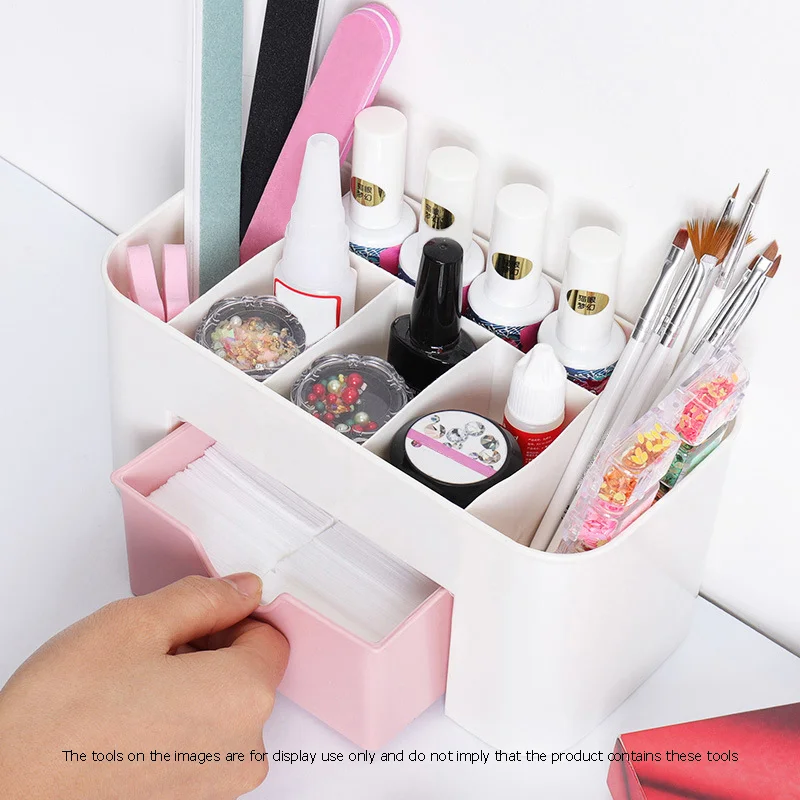 INS Nail Art Plastic Organizer  Cosmetic Storage Box Jewelry Storage Box Desktop Drawer Type Storage Box Drawer Stationery Rack