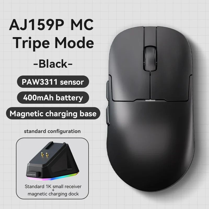 Ajazz AJ159 PRO/APEX Gamingmuis 8000Hz Rebound Rate Paw3950 Kleurenscherm Magnetische standaard AJ159P Kantoor & Gaming