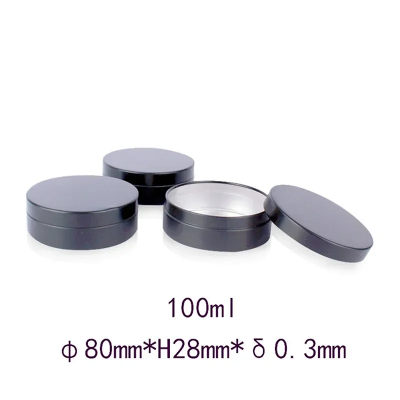 10Pcs 100ml Empty Storage Tin Jars Aluminium Cosmetic Tin Box Black DIY Cosmetic Box Tea Jar Wax Boxes Candy Jar For Wedding