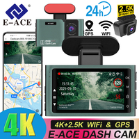 E-ACE 4K Dash cam 2.5K Rear View Camera Dual Lens Dual Channel Car Dvr Support WIFI GPS Night Vision Loop Recording Black Box