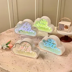 DIY Cloud Tulip LED Night Light Tulip Flower Sea Night Light Atmosphere Lamp Mirror Table Lamps Bedroom Ornaments Decoration