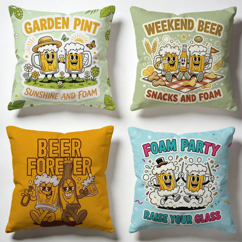 Beer Buddies Cushion Cover Soft Pillow Cases for Home Bedroom Living Room Sofa