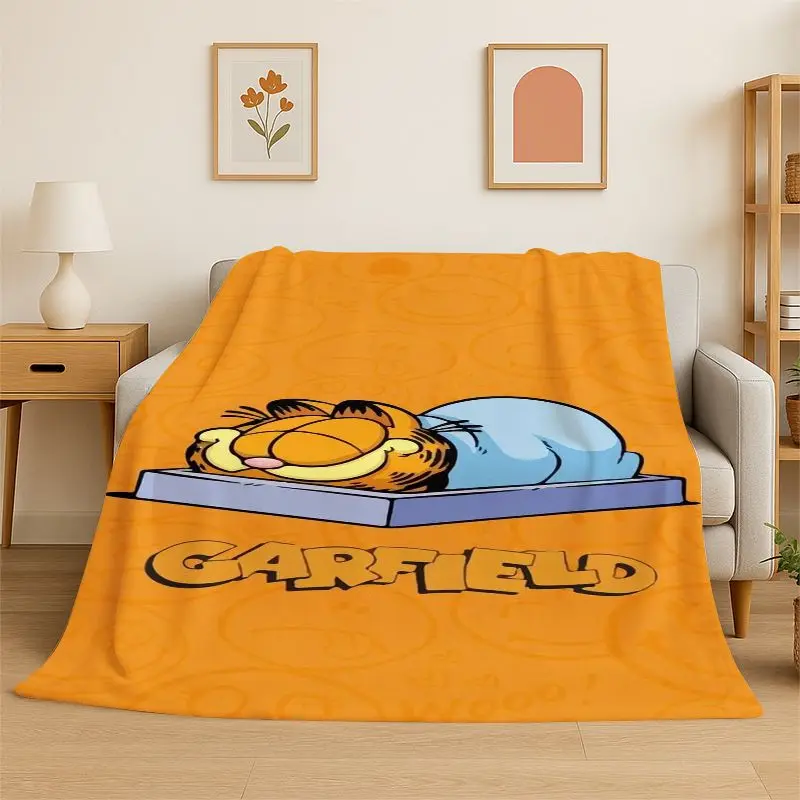 Funny G-Garfield Cartoon Cat Flannel Blanket,Ultra Soft Warm Plush Throw for Home Bedroom Bed Sofa Cover Office Camping Picnic