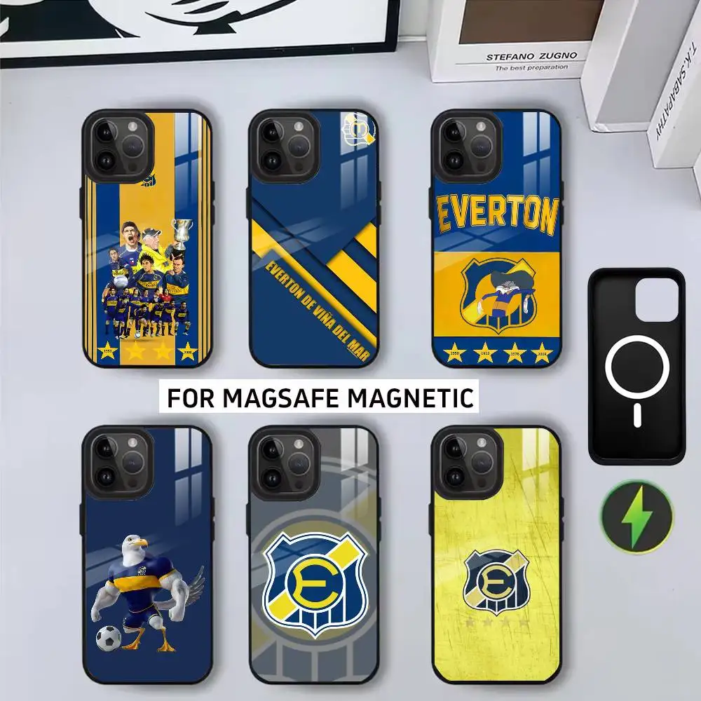 

E-Everton de V-Vina del Mar pattern Phone Case For iPhone17,16,15,14,13,12,11 Plus,Pro Magnetic with Magsafe Wireless Charging