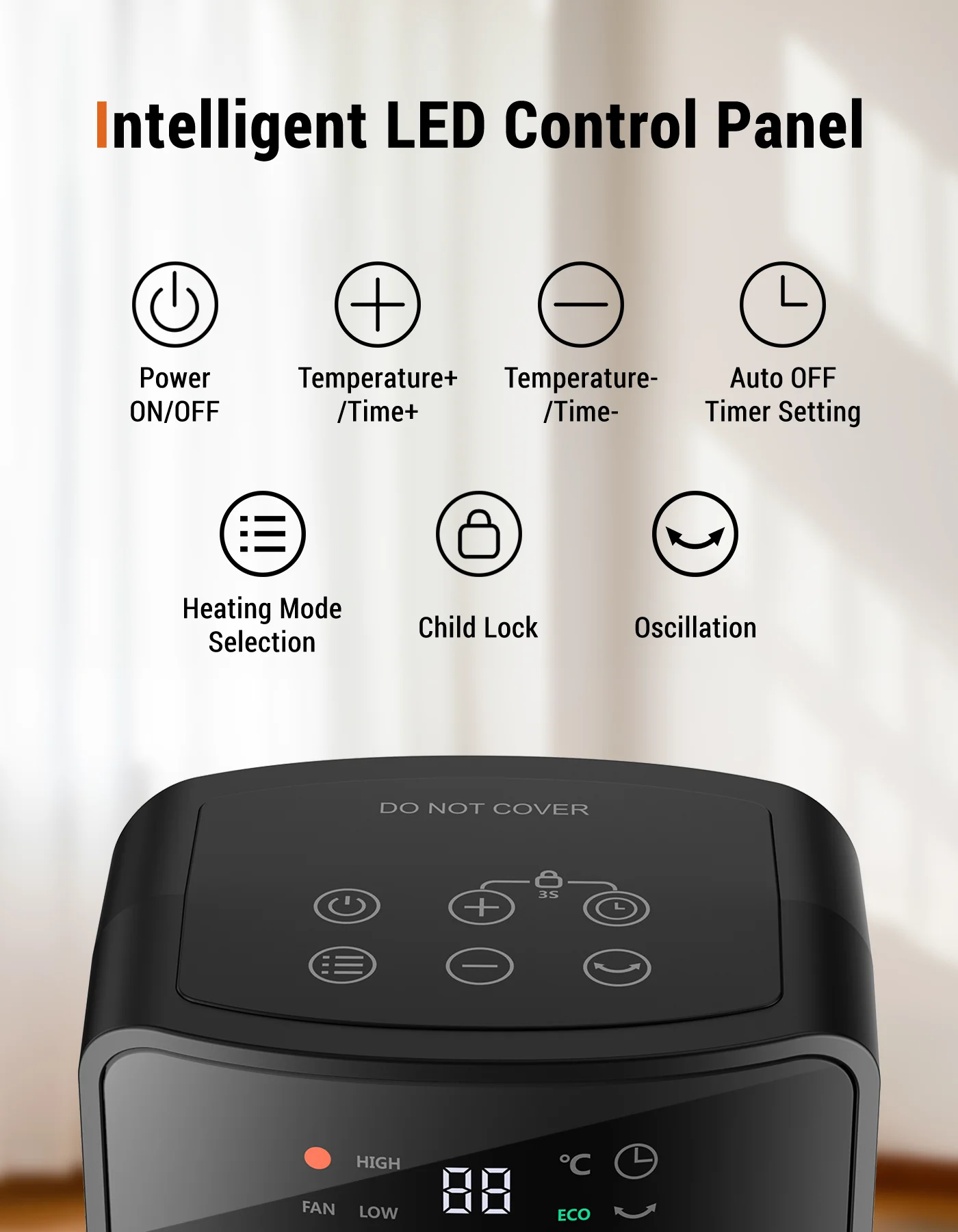 Portable Electric Heater with Remote Control Ateroll 2000W PTC Ceramic Oscillating Space Heater 16inch Instant Warmth Quiet Air Blower Fan V0-Grade Fireproof Materials Overheat Protection Tilting Protection Home Appliance for Bedroom Office Desk Indoor