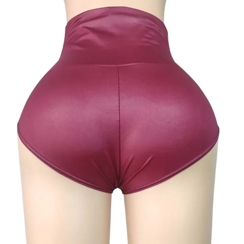 مثير المرأة السراويل مرونة عالية الخصر Wetlook فو بولي Leather الجلود سراويل قصيرة اللاتكس الساخن القوطي السراويل القطب الرقص كلوبوير السراويل الصغيرة #5