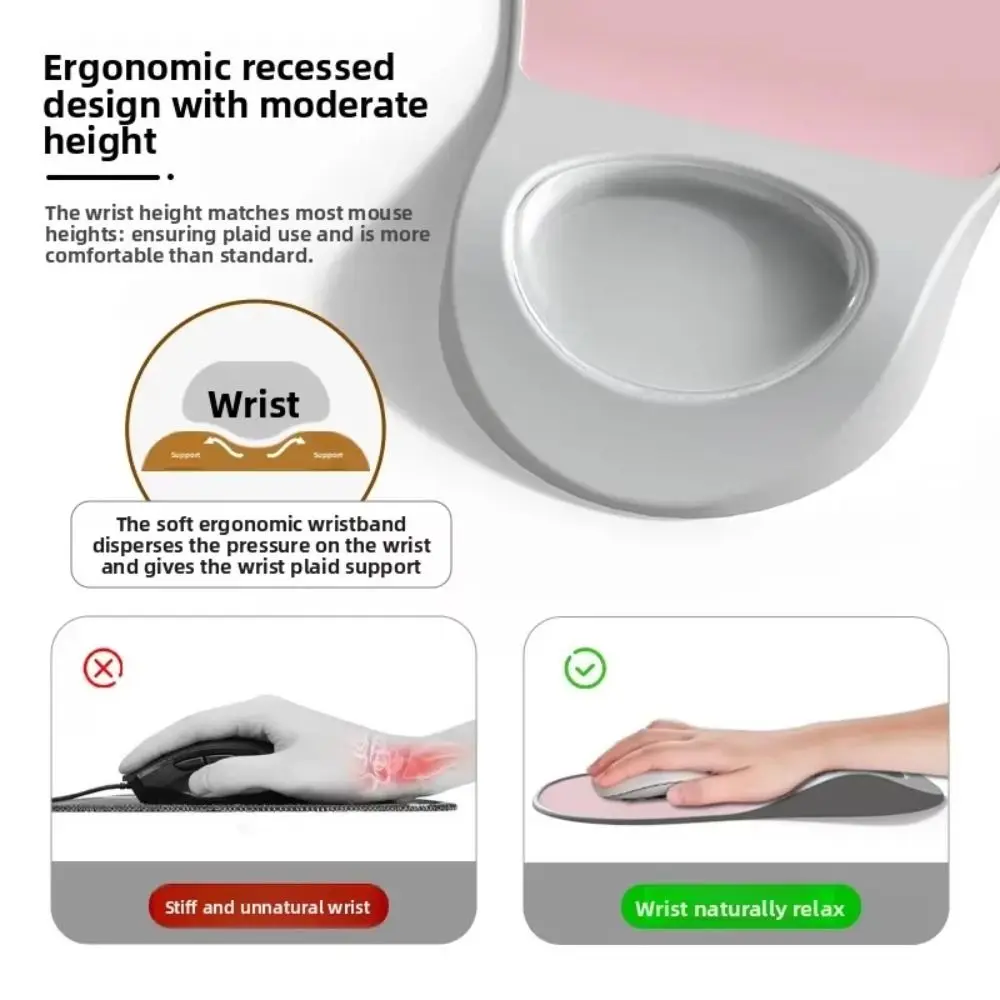 Smooth Surface Ergonomic Mouse Pad Comfortable Non-Slip Mouse Pad with Wrist Rest Wear-resistant Easy Clean Keyboard Hand Rest