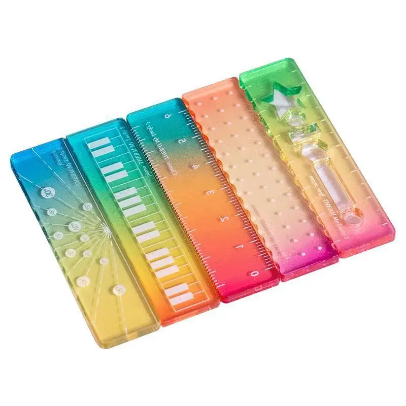 Picture 7: 5pcs Mini ruler, 5-in-1 pocket ruler, angle ruler, acrylic candy colors, wavy ruler