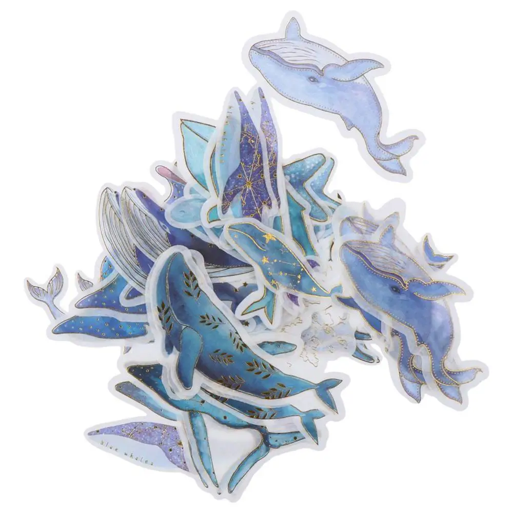 Decorative Stickers Blue Stickers White Washi Paper Sea Stickers Whale Stickers for DIY