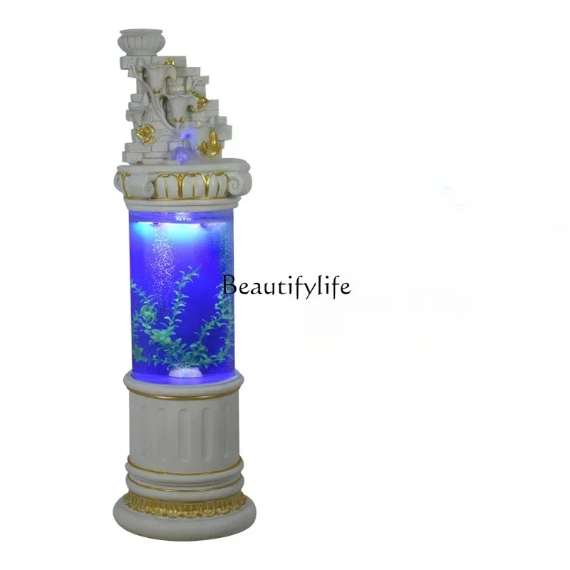 

LD33European-Style Circular Flowing Water Ornaments Change Water Fish Globe round Floor Ecological Aquarium