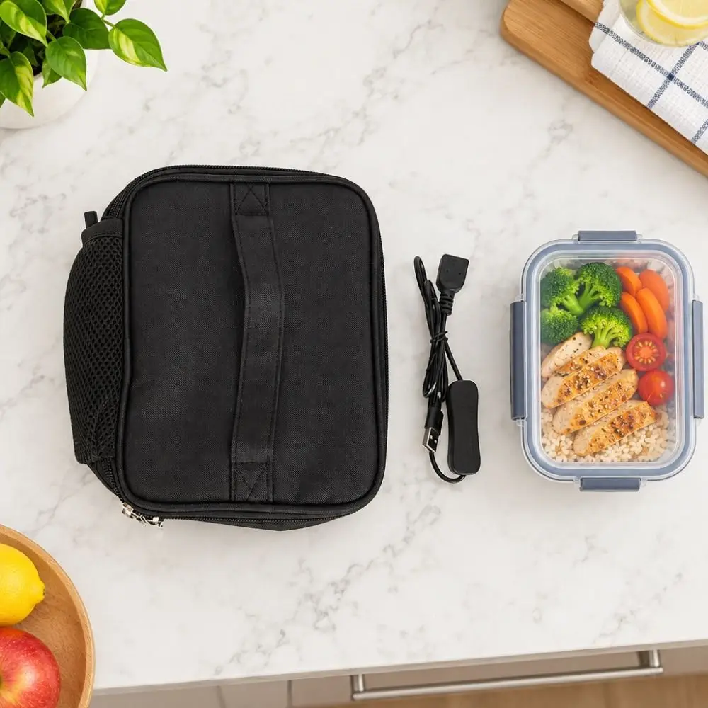Waterproof Electric Lunch Heated Bag Aluminum Foil Lining Large Capacity Lunch Box Warmer Packet Thickened Rectangular