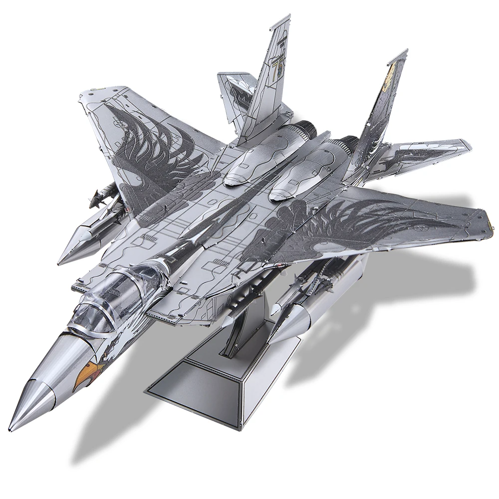 Piececool kit Model perakitan F-15 teka-teki logam 3D untuk dewasa DIY pesawat tempur Jigsaw untuk koleksi hadiah ulang tahun