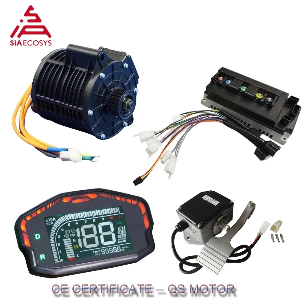 SIA ECOSYS/QS MOTOR 3000W Mid Drive Motor Power Train Kits 72V 100kph With EM150SP Controller For Electric Vehicle By Foot