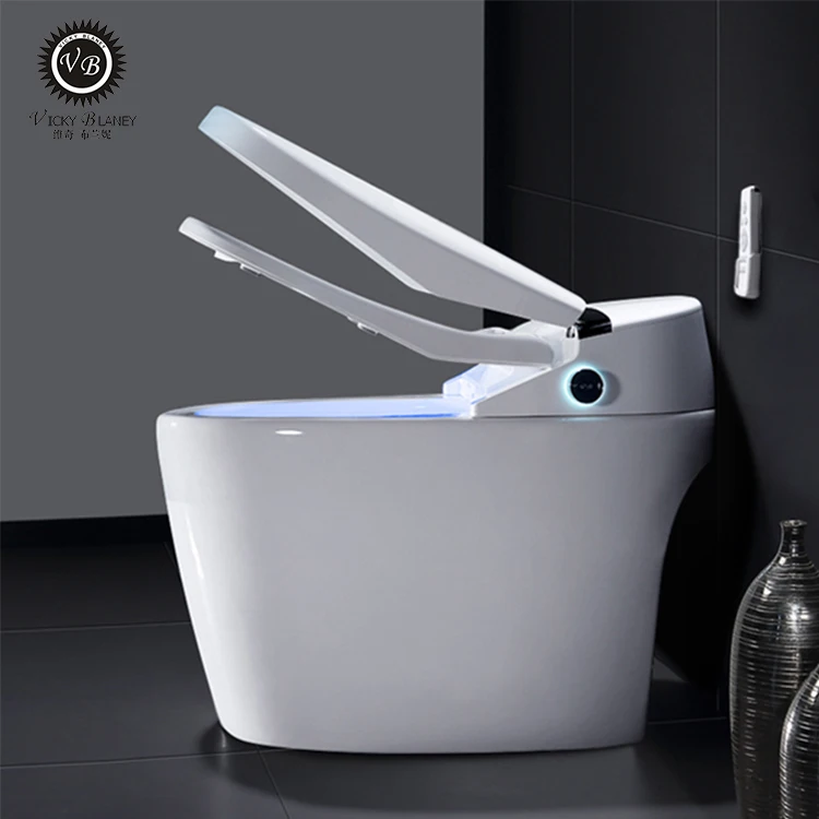 Smart intelligent multi- function s-trap  modern white one- piece ceramic toilet wc