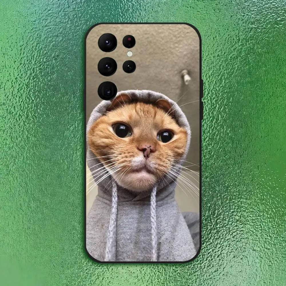 لطيف الحيوانات الأليفة القط مضحك ميمي جراب هاتف لسامسونج S سلسلة s21 s22 s23 s24 s25 FE زائد الكلاسيكية تنوعا أسود لينة قذيفة