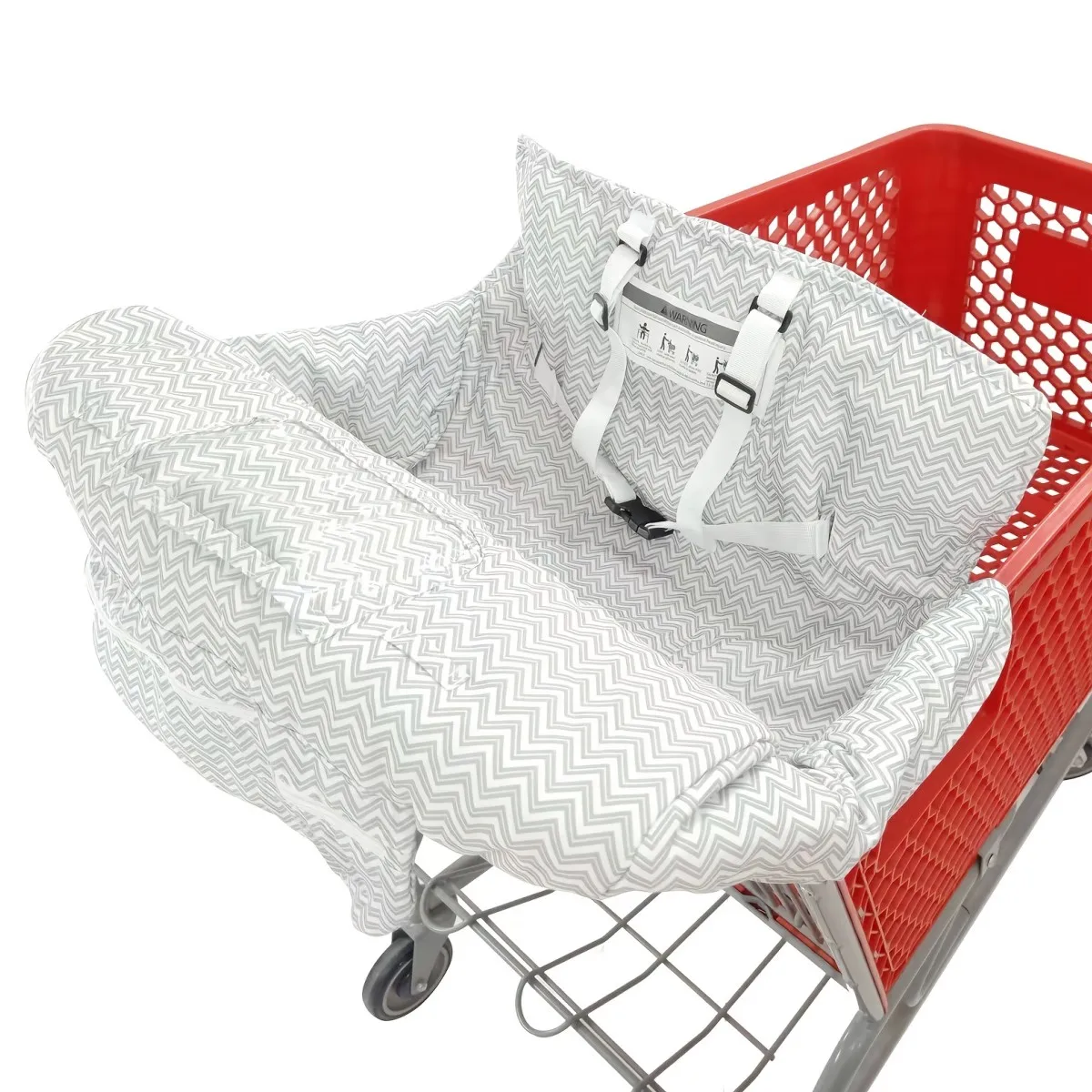 Portable Gray Shopping Cart Cushion with Storage Bag Foldable Ultra Soft, Comfortable and Secure