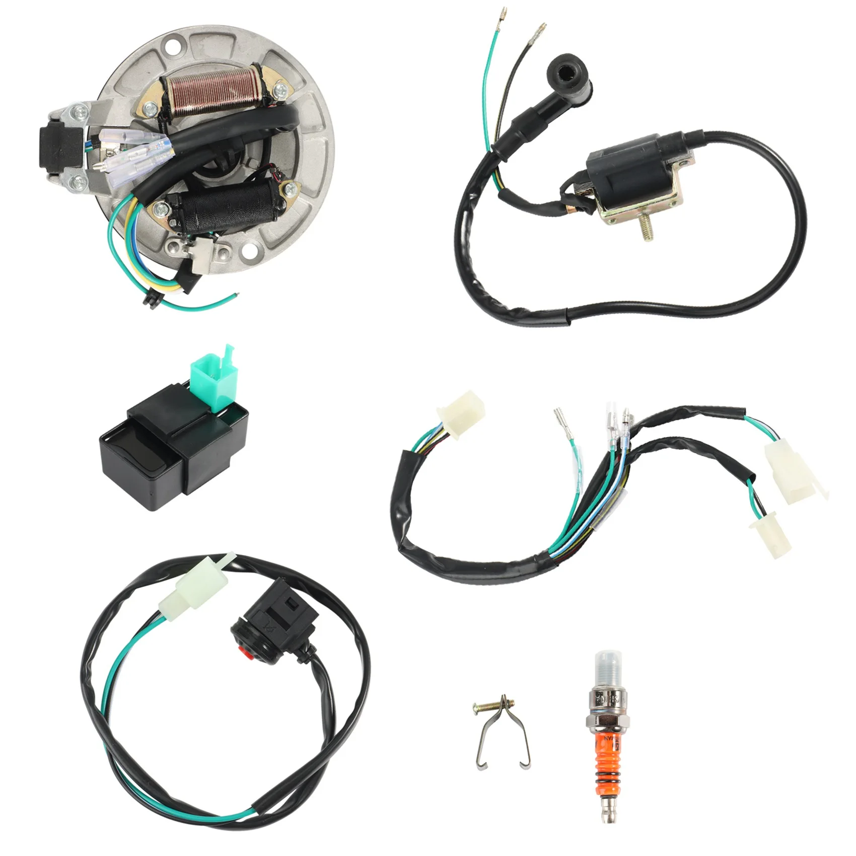 Motorcycle 4 Stroke Wire Harness Wiring Loom CDI Coil for 50-125Cc Kick Start Dirt Pit Bike