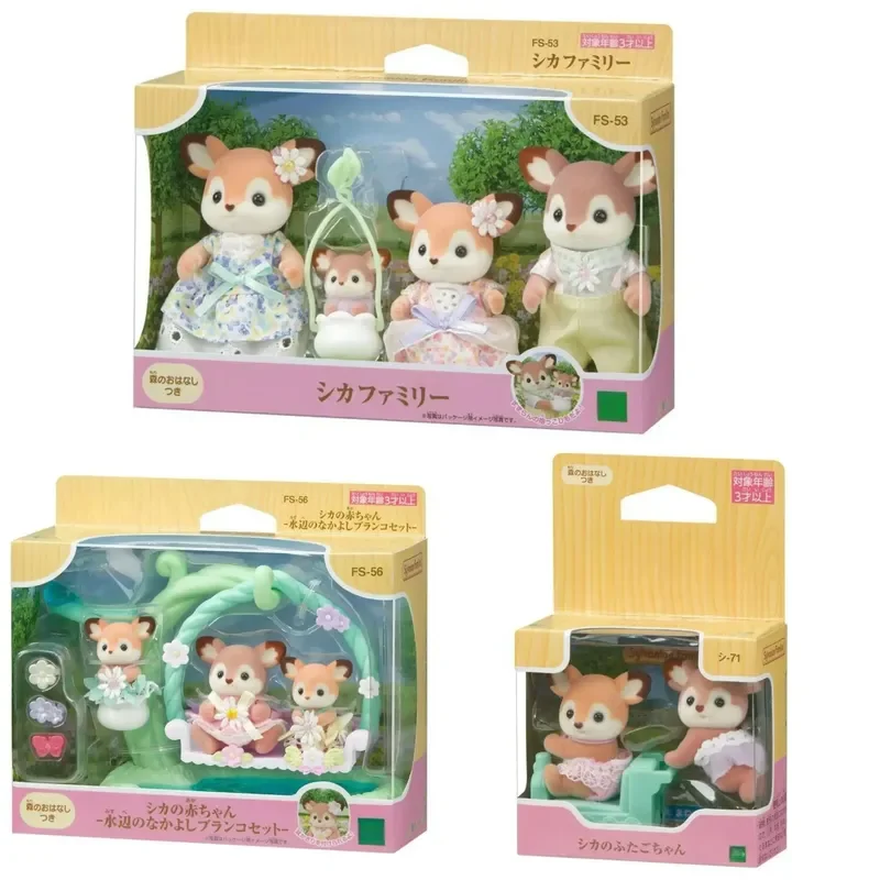 Hot Sylvanian Families Anime Figure Model Toys Deer Family Kawaii Cute Doll Pendant Grove Families Room Ornaments Prezenty urodzinowe