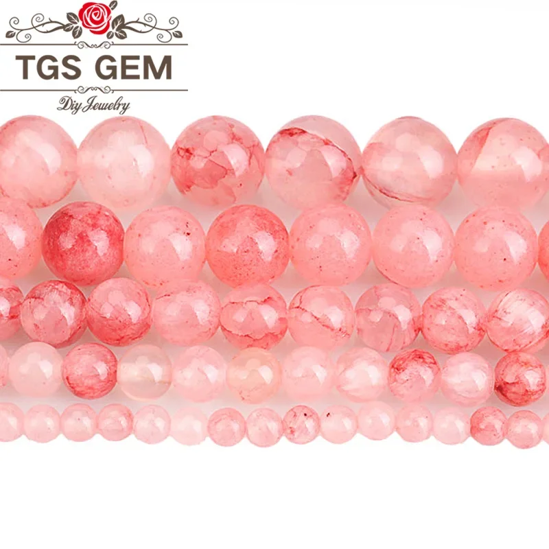 

factory outlet Natural Stone Cherry Red Jades Round Loose Gem Beads DIY Handmade Necklace Bracelet Jewelry Making Accessories