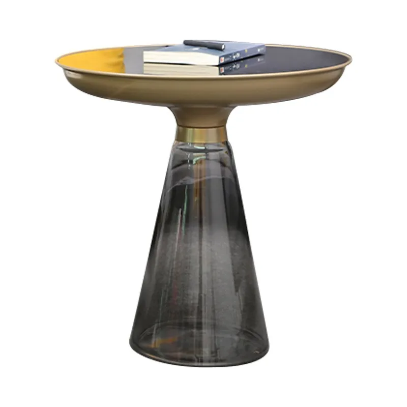 

Modern minimalist tempered glass coffee table, small apartment balcony side table