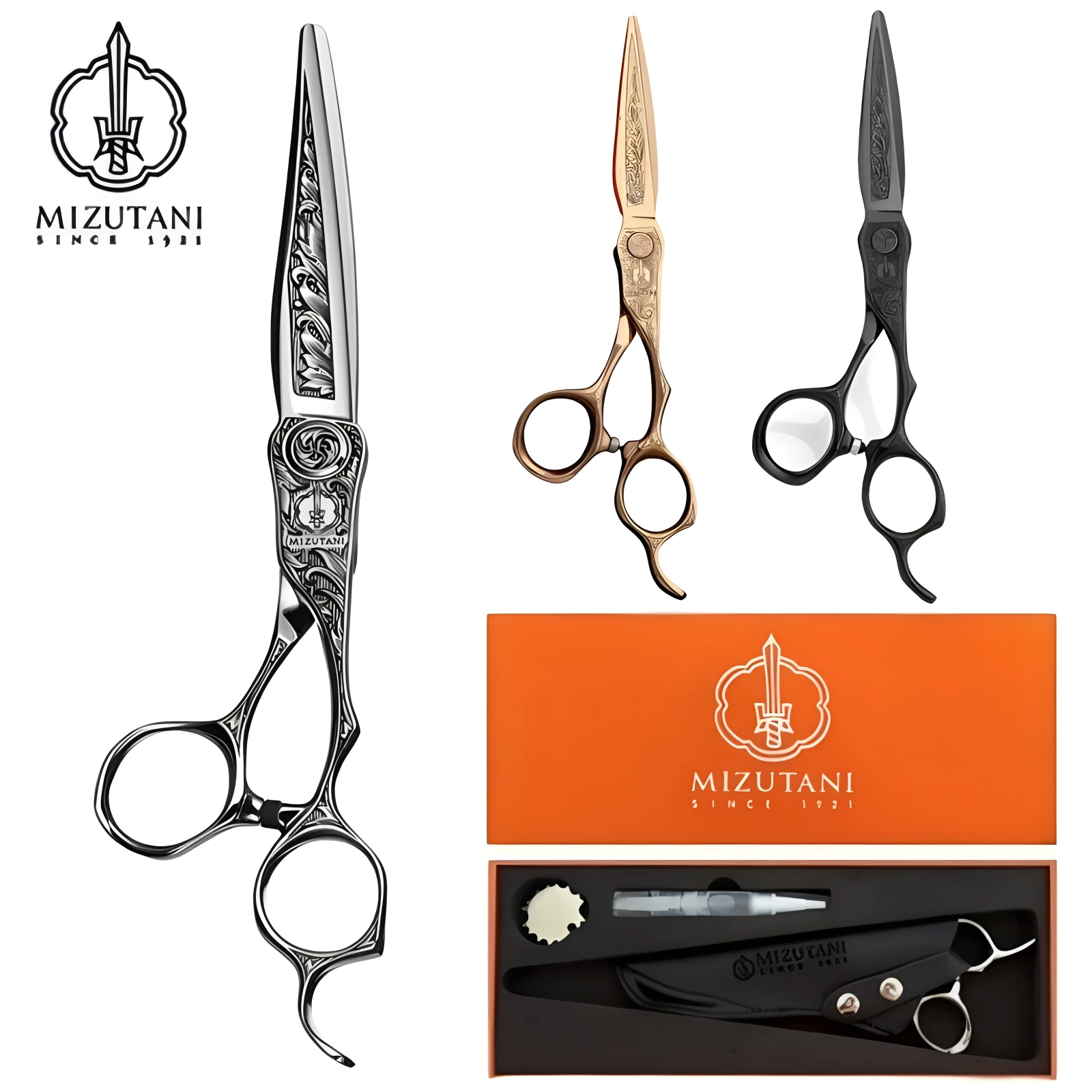 MIZUTANI-Tijeras de peluquero profesionales, 6,0/6,5 pulgadas, doradas, VG10, máquina de corte de pelo, novedad