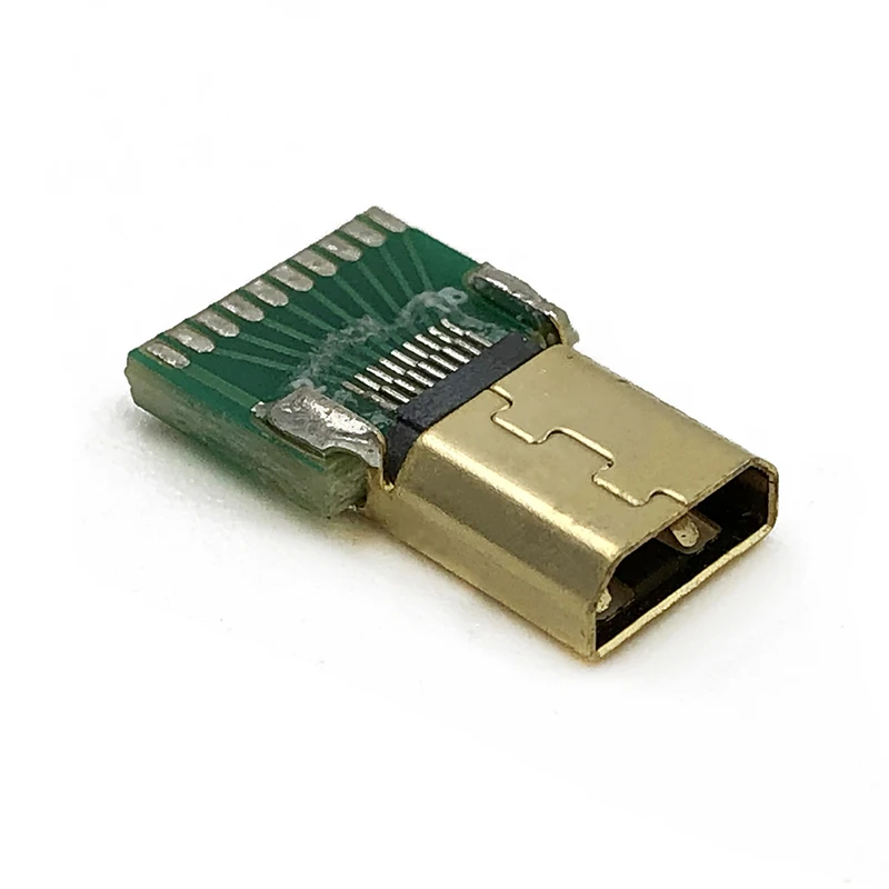 10PCS Mini Micro HDMI Male Connectors 19 Pins Gold-plated D Type Male Plug with PCB Micro HDMI Socket