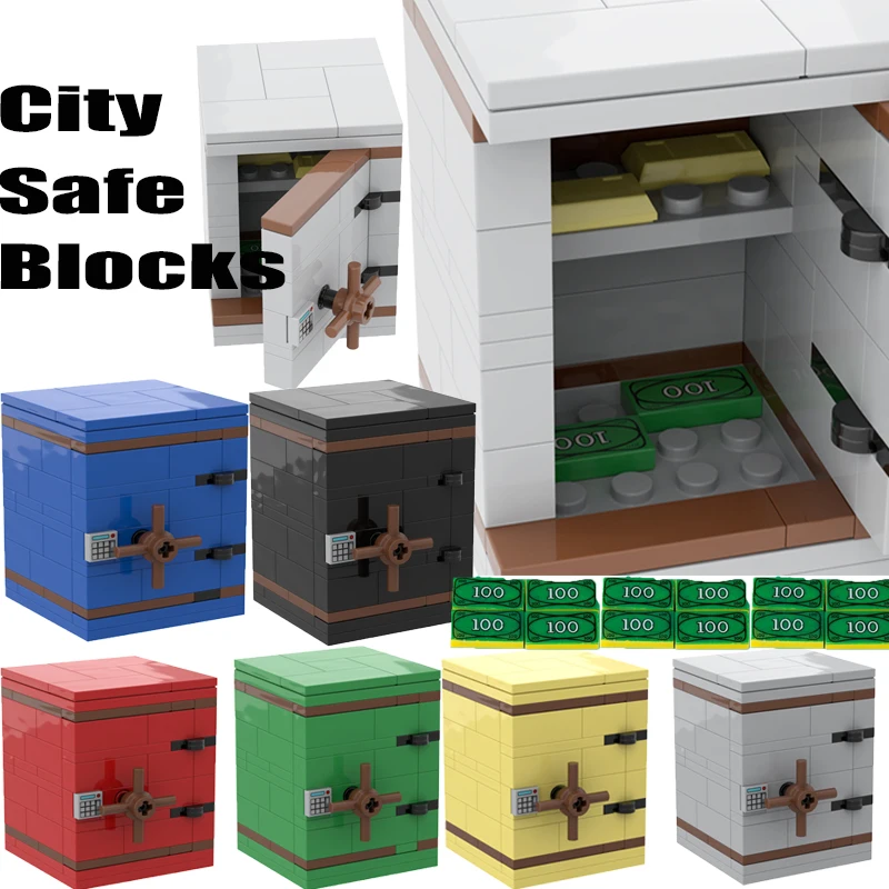 MOC City Street View Safe Box Building Blocks House Furniture Bank Money Fortune Scene Halloween Gifts DIY Bricks Friends Toys