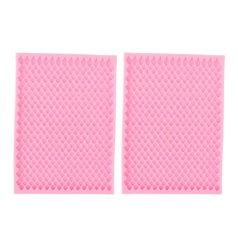 2PCS Silicone Mermaid Scales Silicone Mold Food Grade Fish Scales Fondant Impression Mold Scalloped Lattice Easy Release