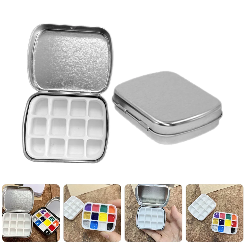 2 Sets Nail Mini Packaging Box DIY Polish Case Palette Gel Container Silver Tray Dispenser Pallet