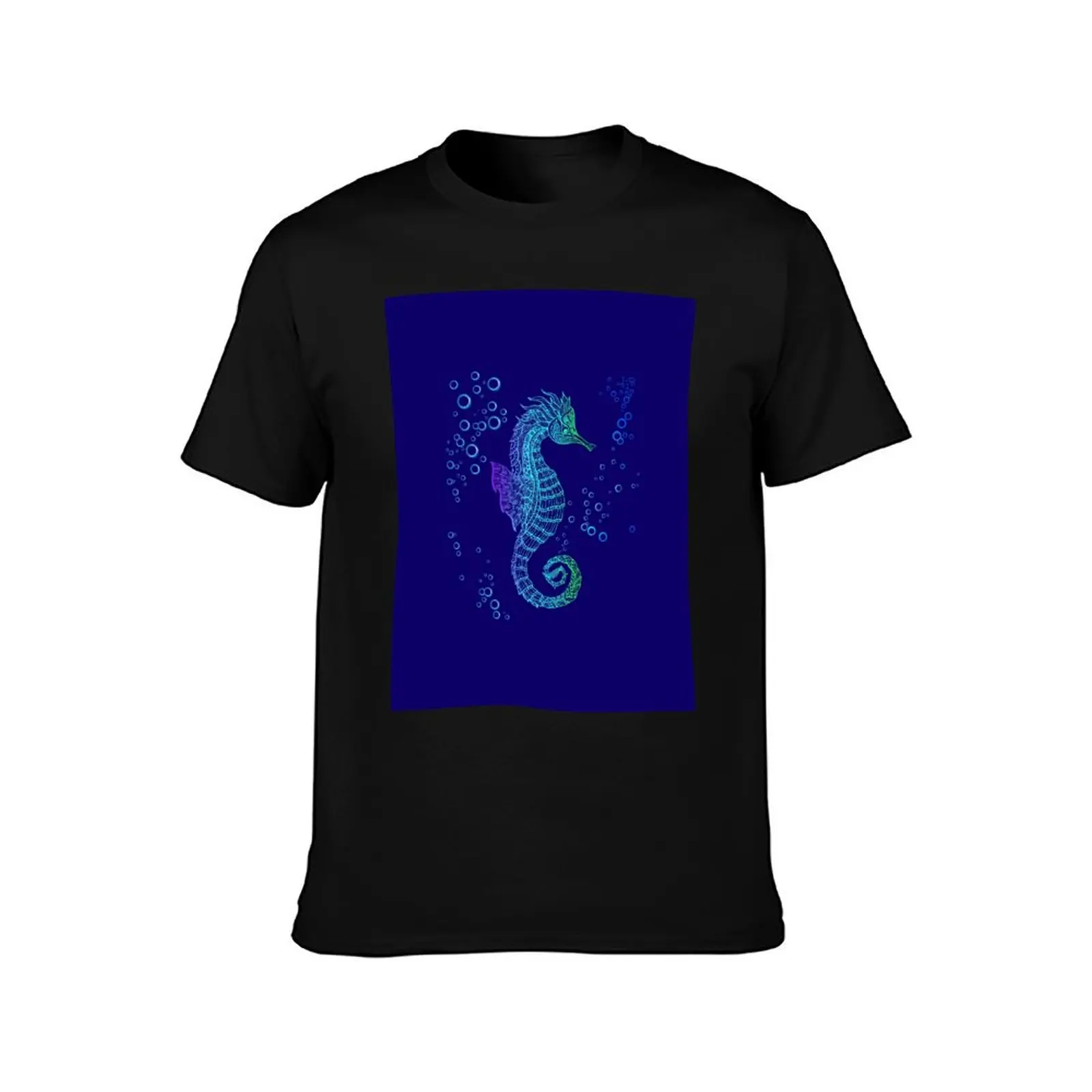 Tribal Seahorse T-Shirt Casual Simple Design Short Sleeve Shirt T-Shirt