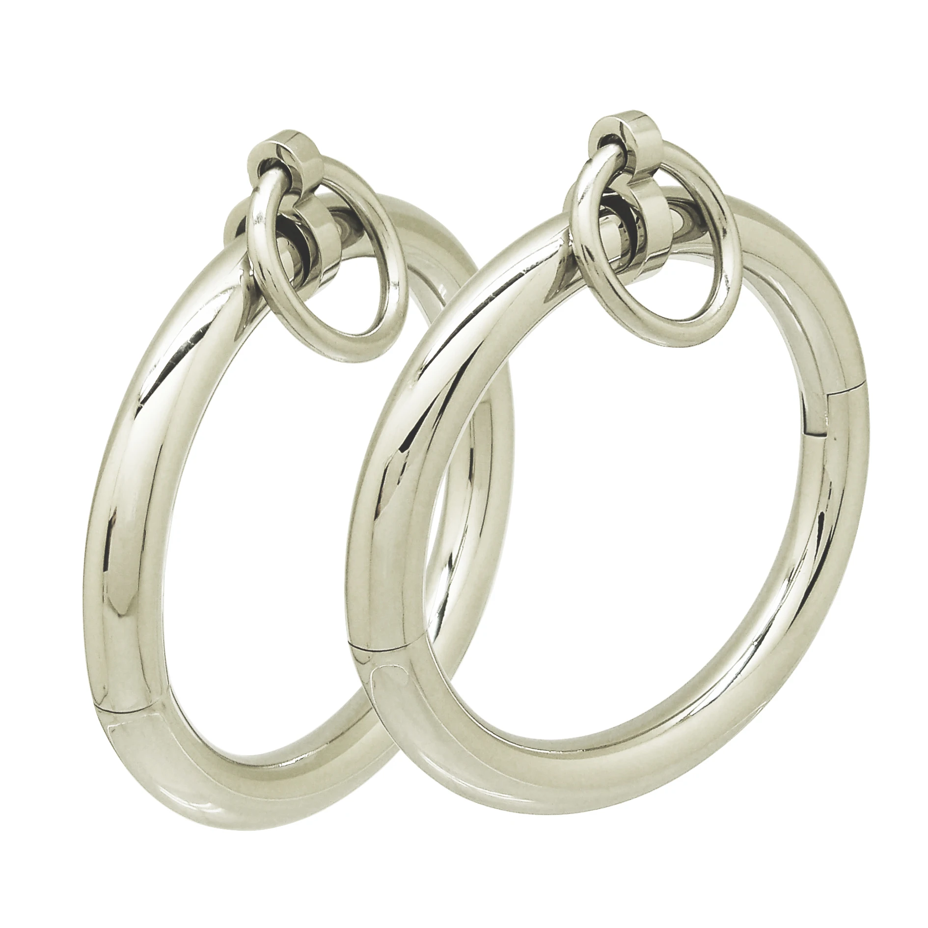 H057P Stainless Steel Wrist Ankle Cuffs Lockable Bangle Bracelets Jewelry with Removable Slave O Ring