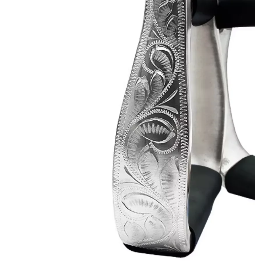 western-style-aluminum-stirrup-bag-cowhide-carved-weighs-about-1300-grams-[st3101]