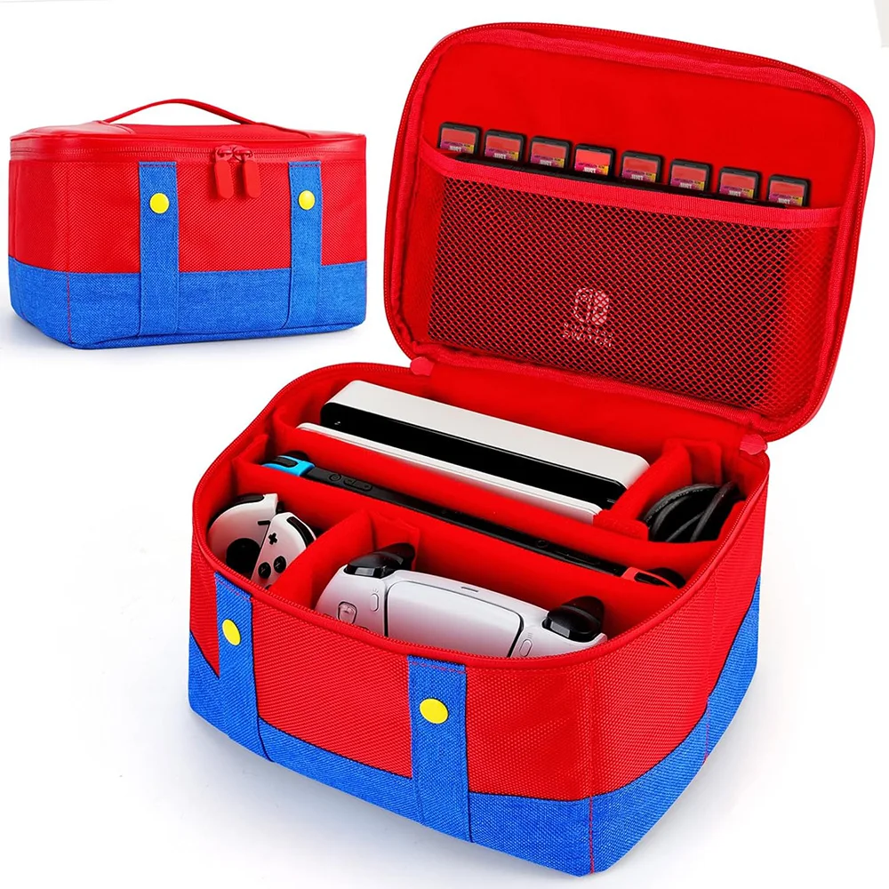 Große Schutztasche für Nintendo Switch OLED-Konsole, Pro-Controller, Reise-Aufbewahrungstasche für Switch