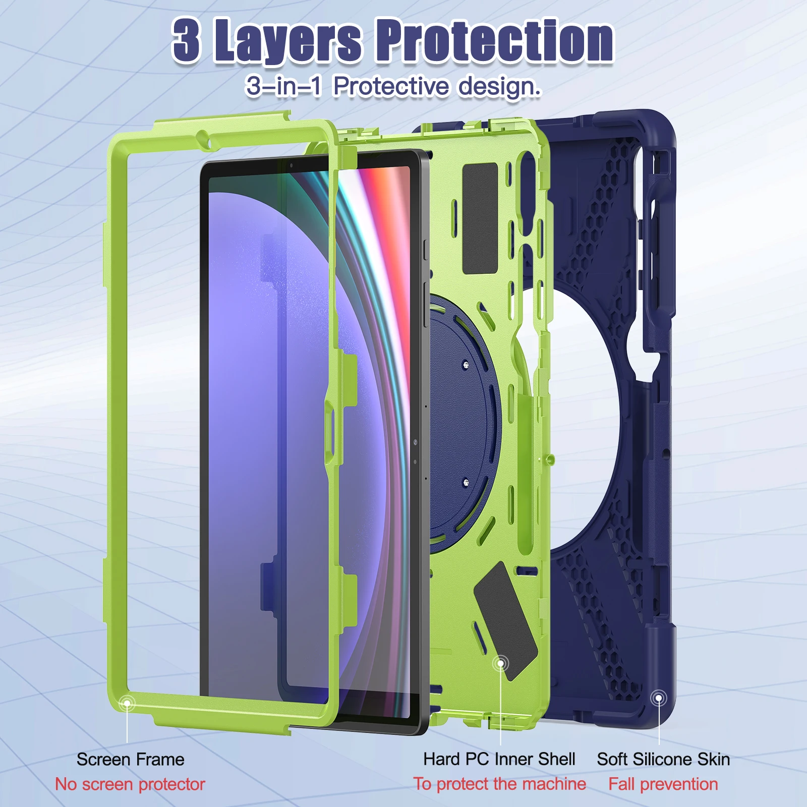 360 Rotation Hand Ring Tablet Cover For Samsung Galaxy Tab S9 FE S8 S9 S7 Plus 12.4 inch Stand Case S7FE S9 FE+ 12.4\