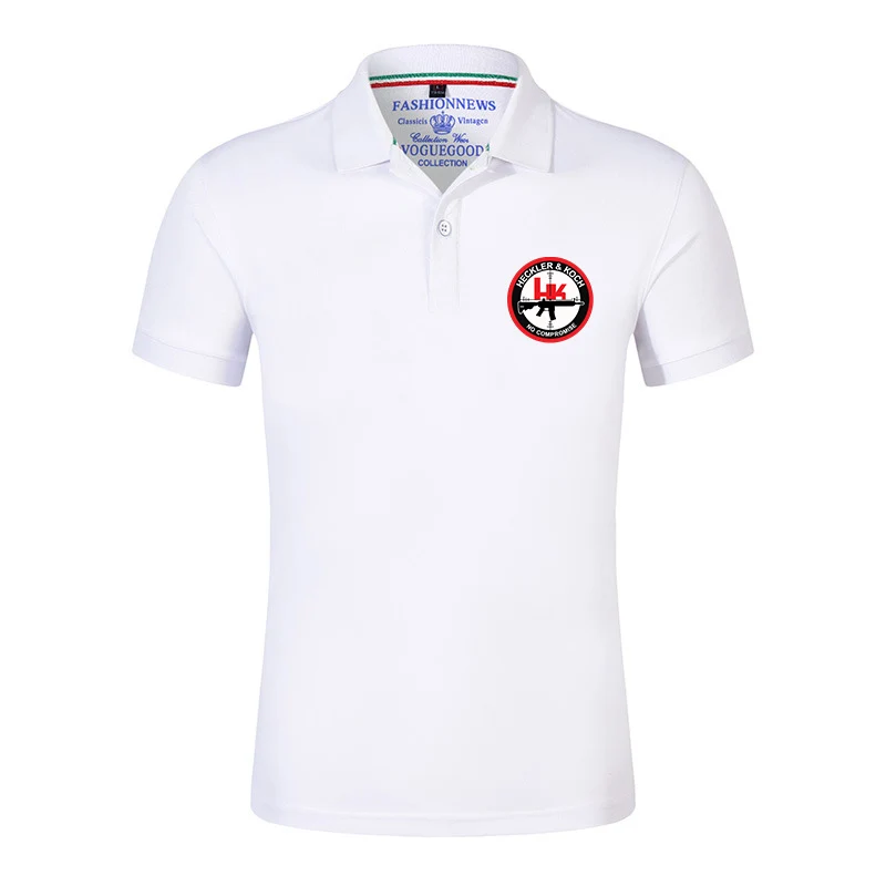 

2025 Summer Man's Heckler Koch Hk Logo Print Fashion Slim Versatile Cotton Stand-Up Collar Short Sleeve Pullover Polo Shirt