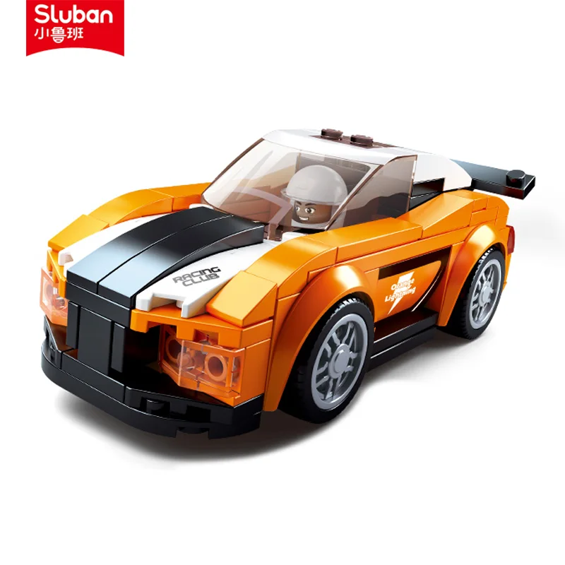 

Sluban Building Block Toys Model Bricks Car Club B0633B Racing Cars Bobcat Orange Colors 140PCS Compatbile With Leading Brands