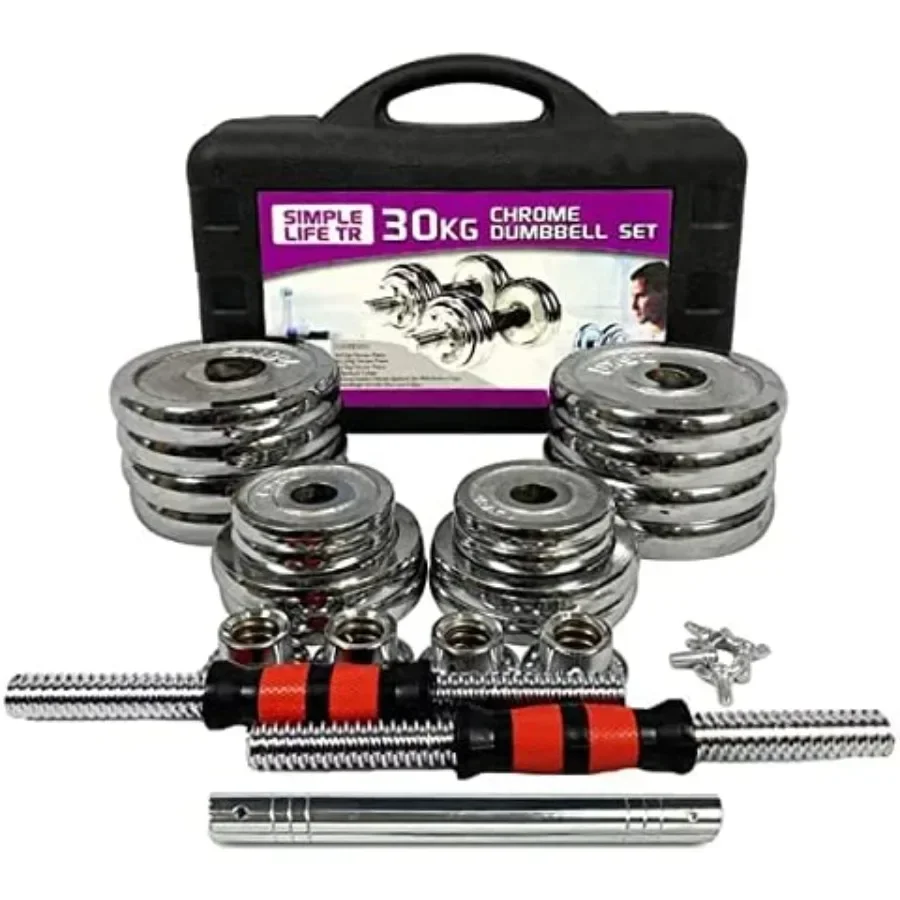 Best Gift - 66lbs Adjustable Cast Iron Dumbbell Sets Weight Sets with Connecting Rods for Strength Training, Home Gym Barbell S