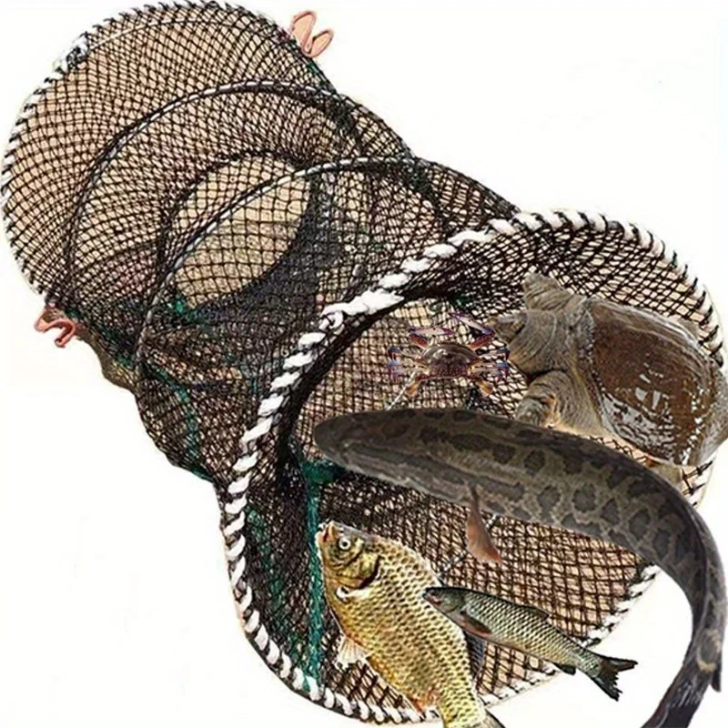 A PE Folding Fishing Net - Light and Durable, Foldable, Suitable for Shrimp and Crab Catching Outdoor Adventure Travel