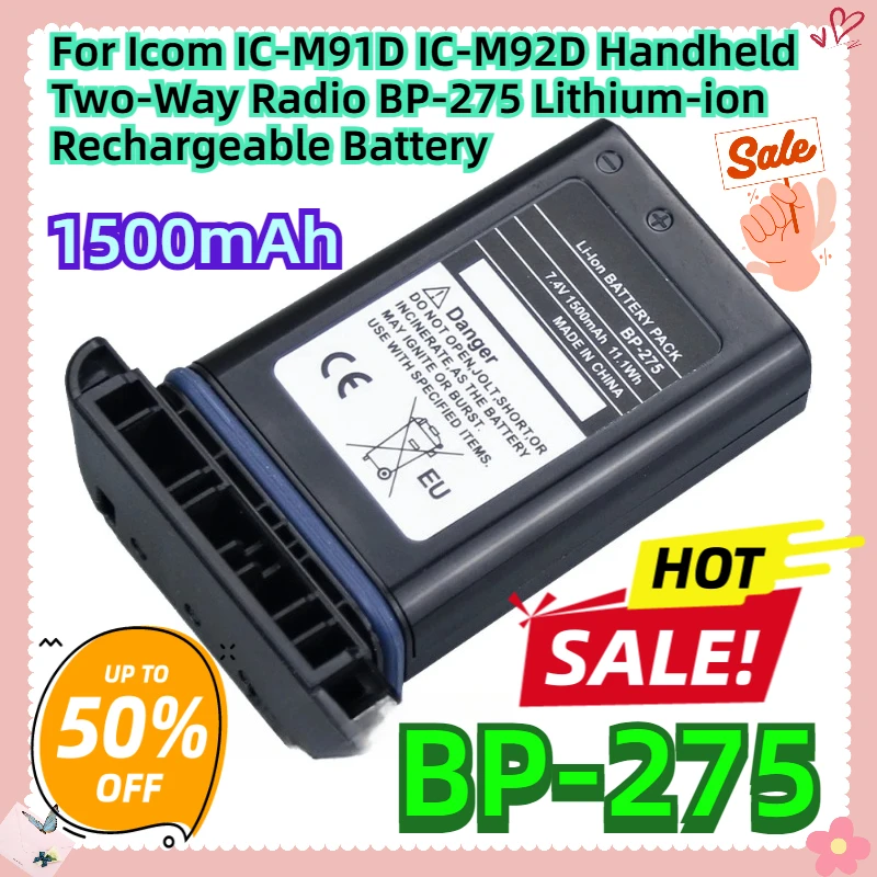 7.4v 1500mah para ibm IC-M91D IC-M92D portátil rádio bidirecional BP-275 bateria recarregável de íon de lítio