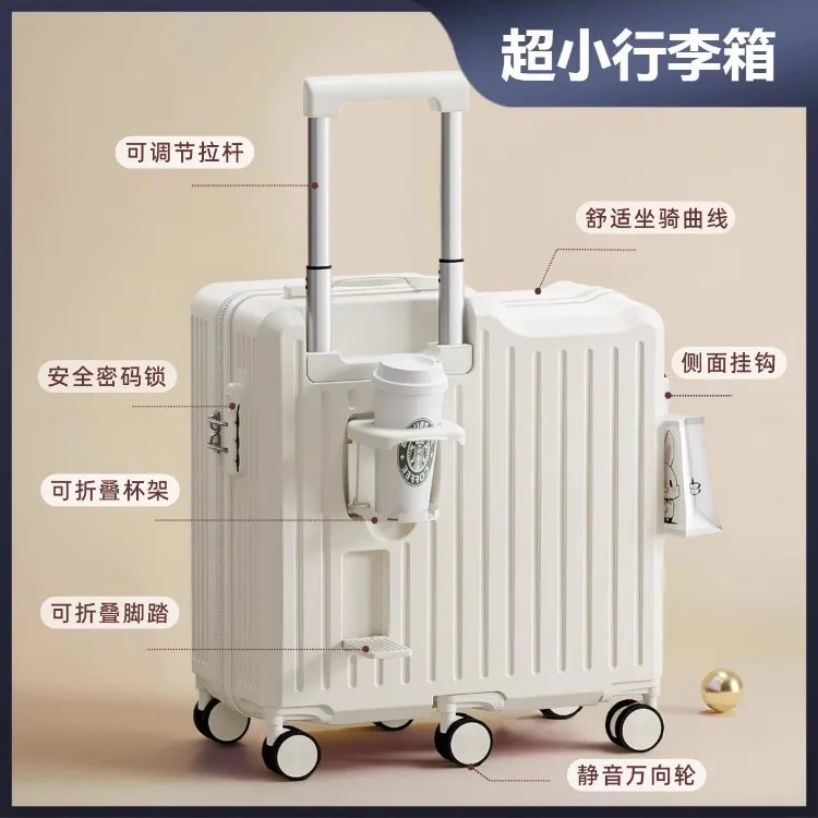 Carry on Luggage with Wheels Kids Ride on Suitcase 20 Inch Travel Suitcase Small Leather Carry on Luggage for Travel