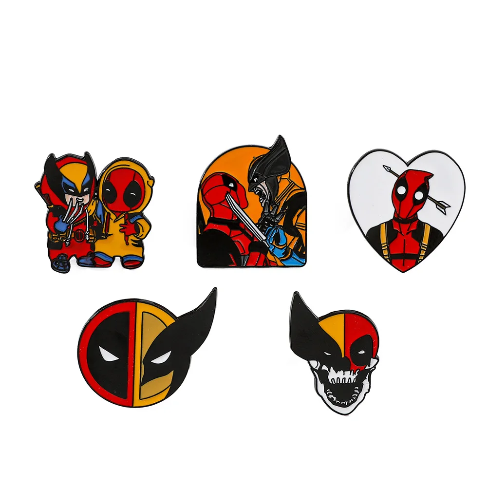 Metal Badge European and American Film Characters Deadpool and Wolverine Alloy Drip Oil Brooch Superhero Pin Accessories