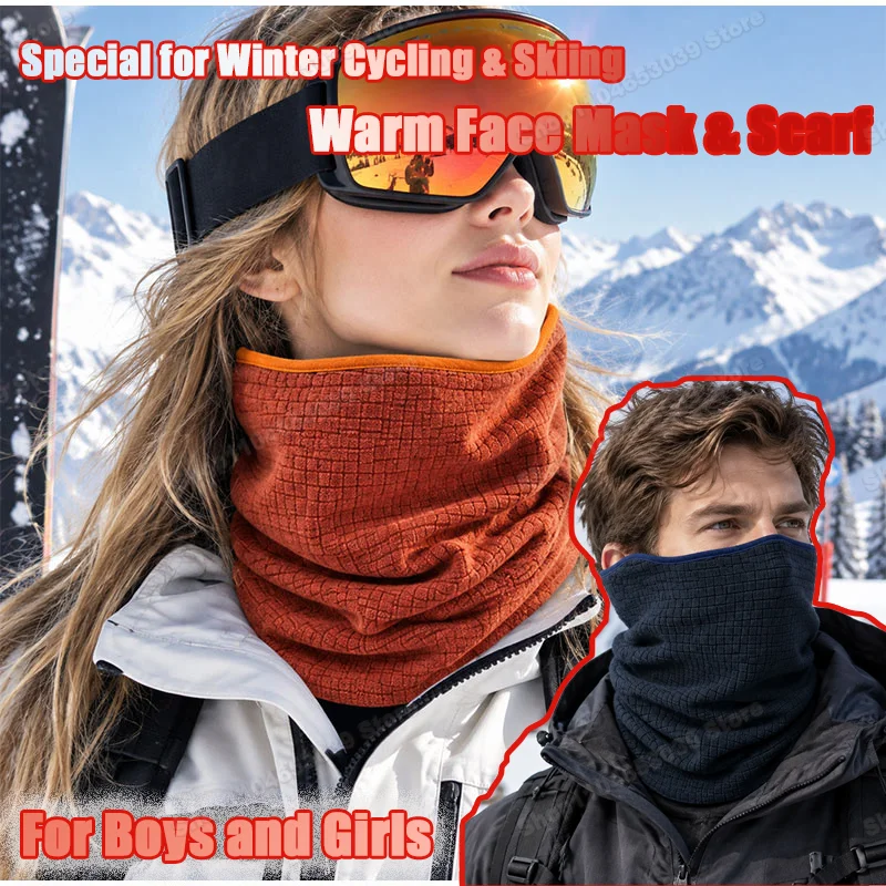 Waffle Cycling Neck Gaiter Windproof Winter Polar Fleece Neck Warmer Hiking Unisex Skiing Mask Tube Scarf Face Covering Camping