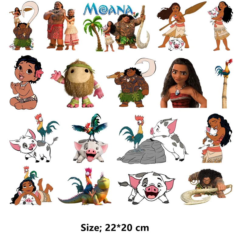 Disney cartoon movie Moana princess Clothing stickers self-adhesive Patches for clothes Ironing applications