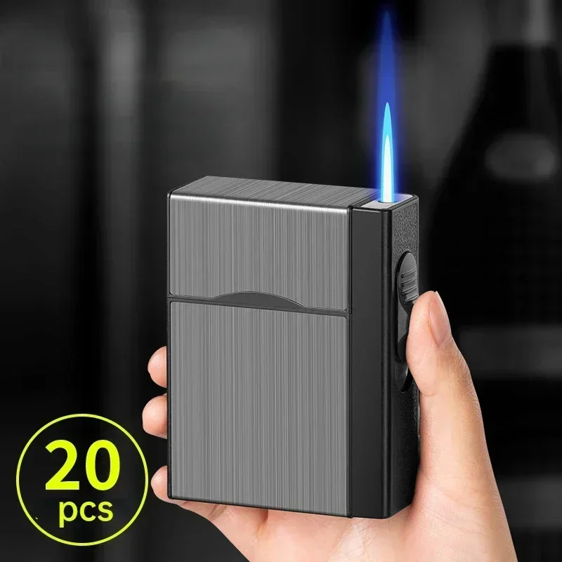 USB 2-in-1 Multifunctional Gas and Electric Cigarette Case Lighter 20 Pieces Metal Inflatable Cigarette Case Wholesale