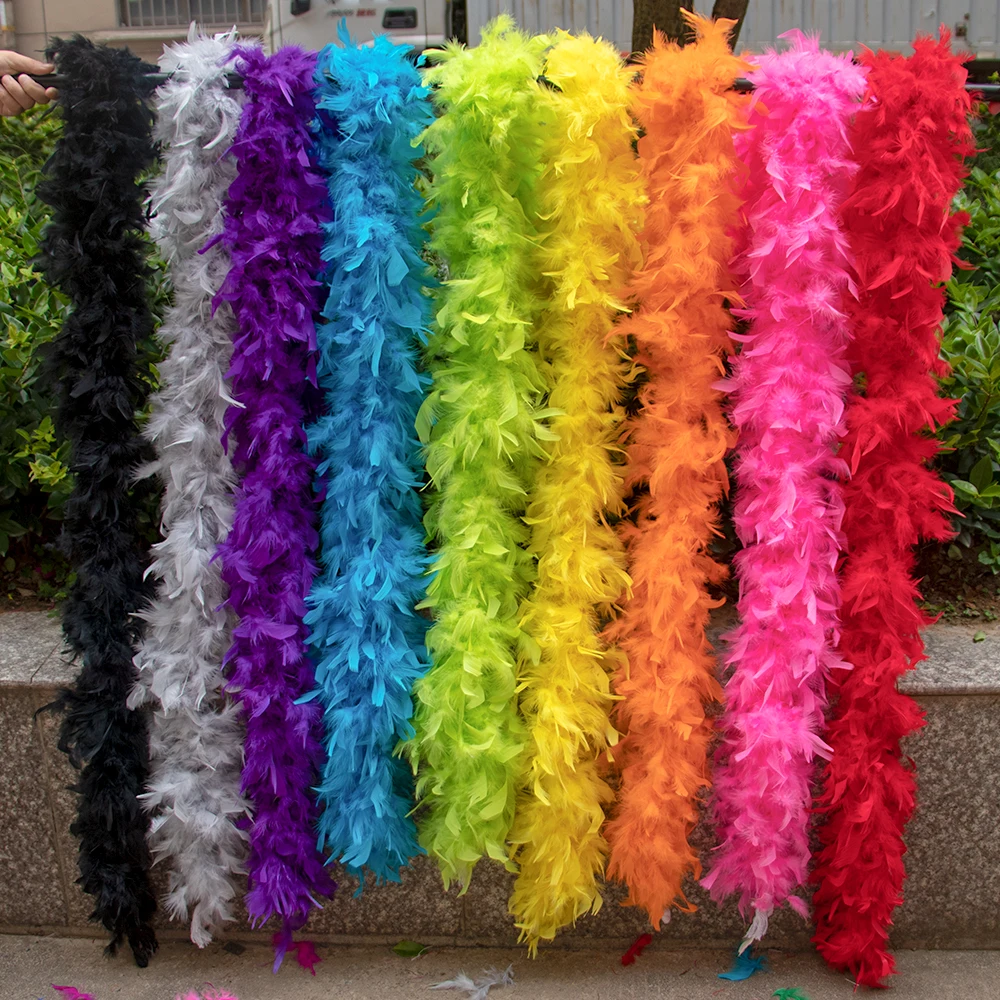 2M Turkey Marabou Feathers Boa 38g-90g Colored Plumas Dress Shawl DIY Craft Wedding Scarf Decor Sewing Costume Trims Accessories