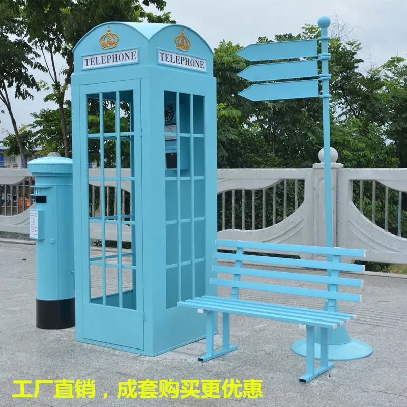 Iron handicrafts, internet celebrity telephone booth set, floor to ceiling ornaments