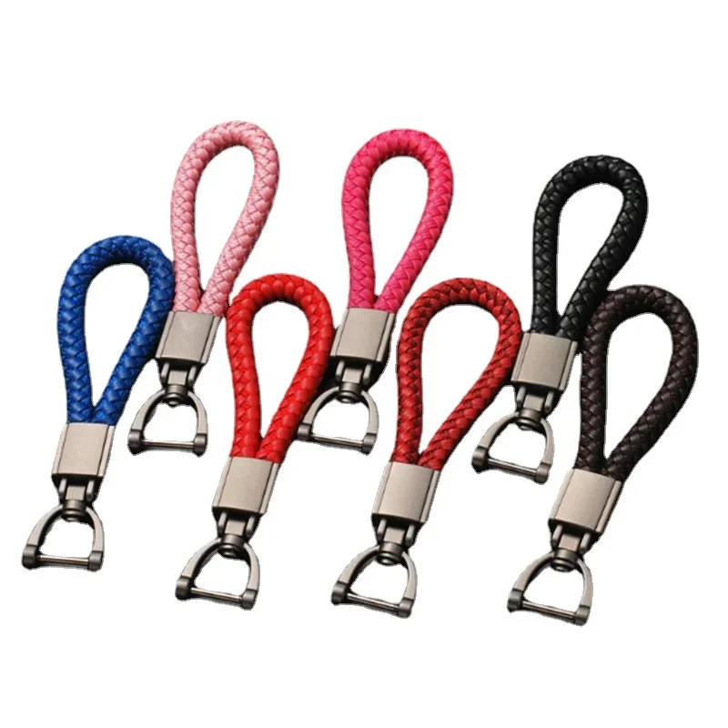 

Hand Braided Leather Cord Keychain Pendant Metal Car Key Chain Detachable 360 Degree Rotating High Quality Key Accessoriesies