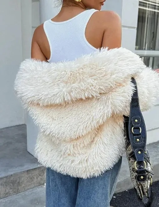 

Commuting Women Fashion Crop Autumn and Winter Temperament New Style Casual Plush Long Sleeve Coat for Women's Clothing